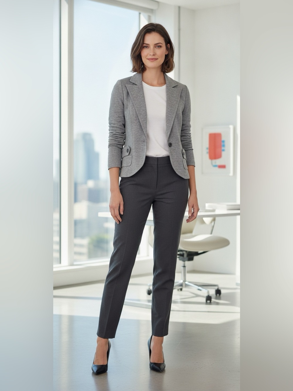 Vera Wang princess gray heather style blazer NWT patches small professional work